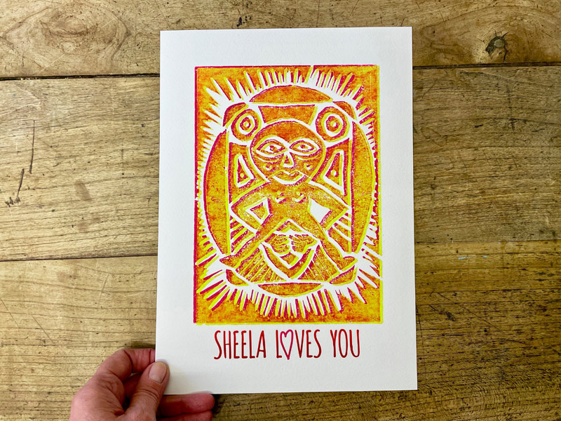Sheela Loves You - Linolschnitt Druck