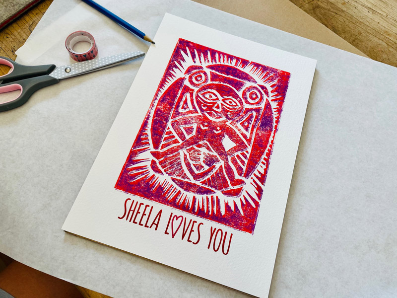 Sheela Loves You - Linoldruck 2-farbig, digital bearbeitet, 21 x 30 cm